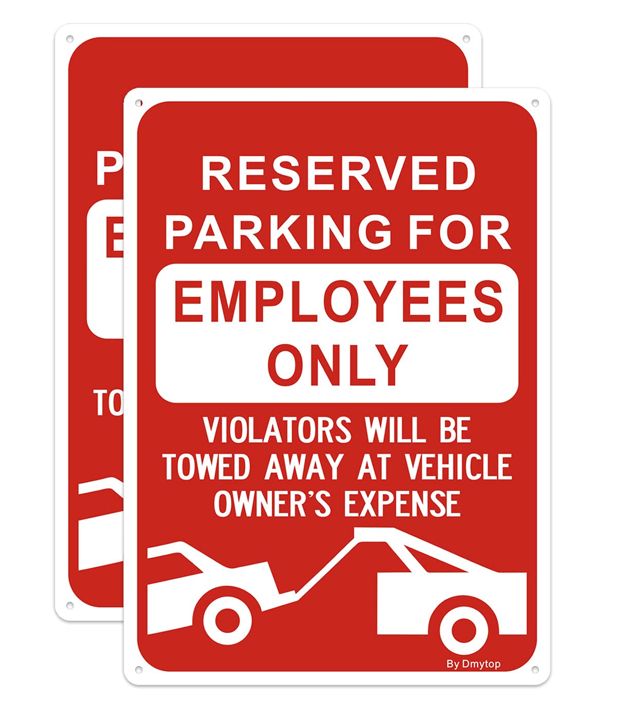 2 Pack Reserved Parking for Employees Only Sign, Violators Will Be Towed Away at Vehicle Owner's Expense, 35 x 25cm Reflective Rust Free Aluminum, UV Protected Durable Ink Easy to Mount