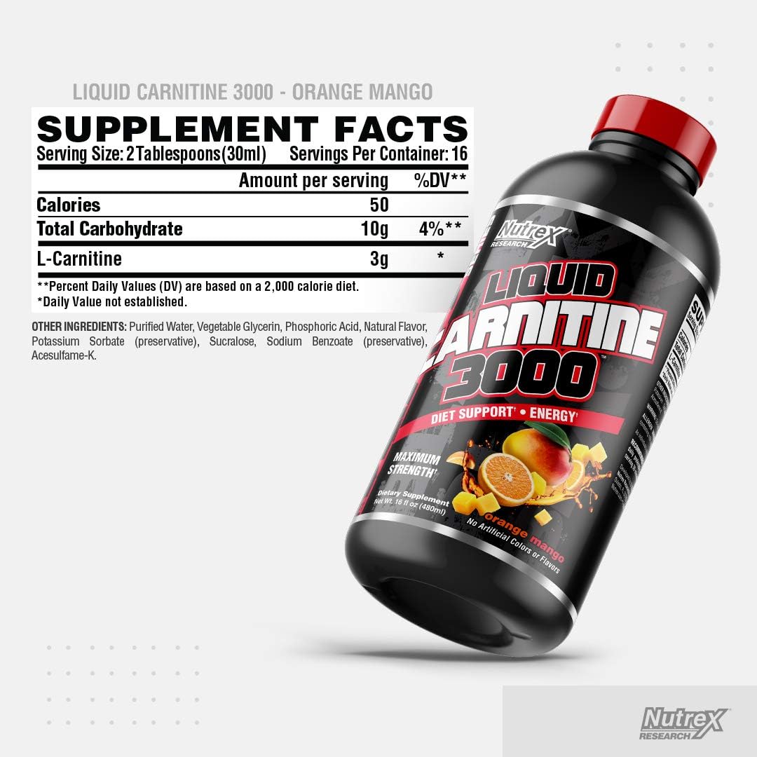 Nutrex Research Liquid Carnitine 3000 Premium Liquid Carnitine, Fat