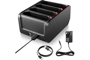 LIENIAO 4 Slot Charging Cradle kit for Zebra TC77 TC70 TC75 Battery SAC-TC7X-4BTYC1 Barcode Scanners BT-000318 TC72 TC70X TC75X Battery Charger Station with Type-C Cable and Power Adapter (1)