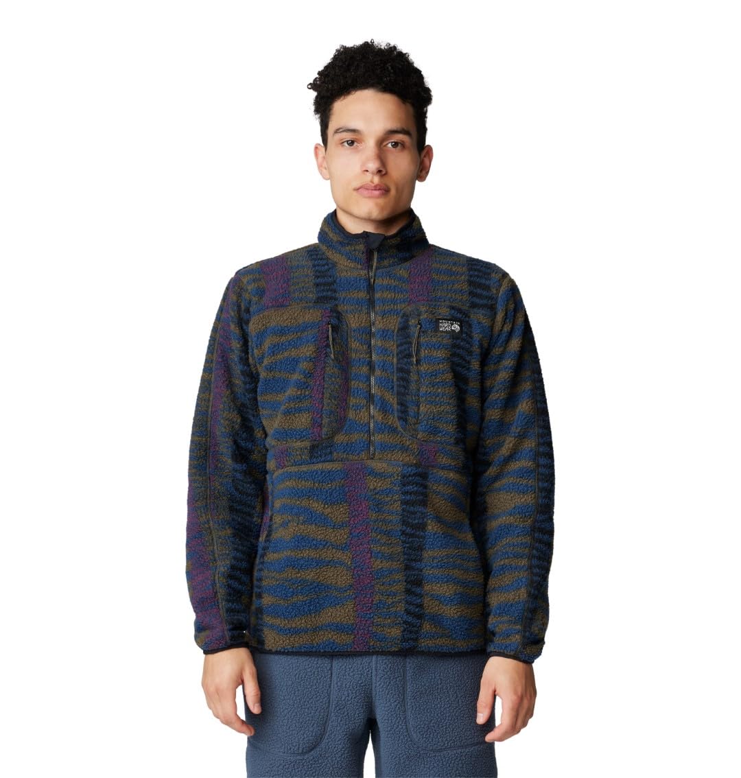 Mountain Hardwear Men’s Hicamp Fleece Pullover, Ridgeline Ridge Stripe Print, Medium