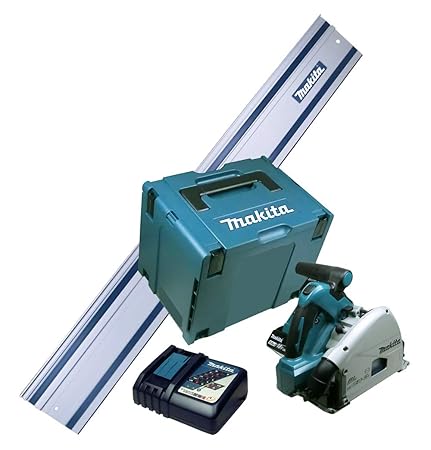 Makita DSP 600 Tauchsäge 2 Akku 5 Ah und Ladegerät im Makpac + Führungsschiene