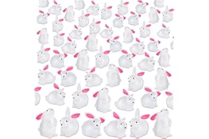 FFNIU 60Pcs Mini Bunny, Miniature Rabbit Figurines, Miniatures Resin Bunny for Easter Landscape Ornaments Miniature Garden Decor Potted Plant,Cake Topper Decoration