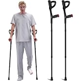 VEVOR Forearm Crutches for Adults, Folding Walking Forearm Crutches with 10-Level Adjustable Height, Lightweight Aluminum Medical Crutches with Open Cuff for Leg Injury Surgery Disabled, 1 Pair 350LBS