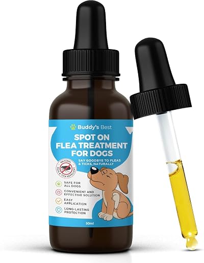 BUDDY'S BEST Spot-On Flea & Tick Protection for Dogs 50ml Natural Formula