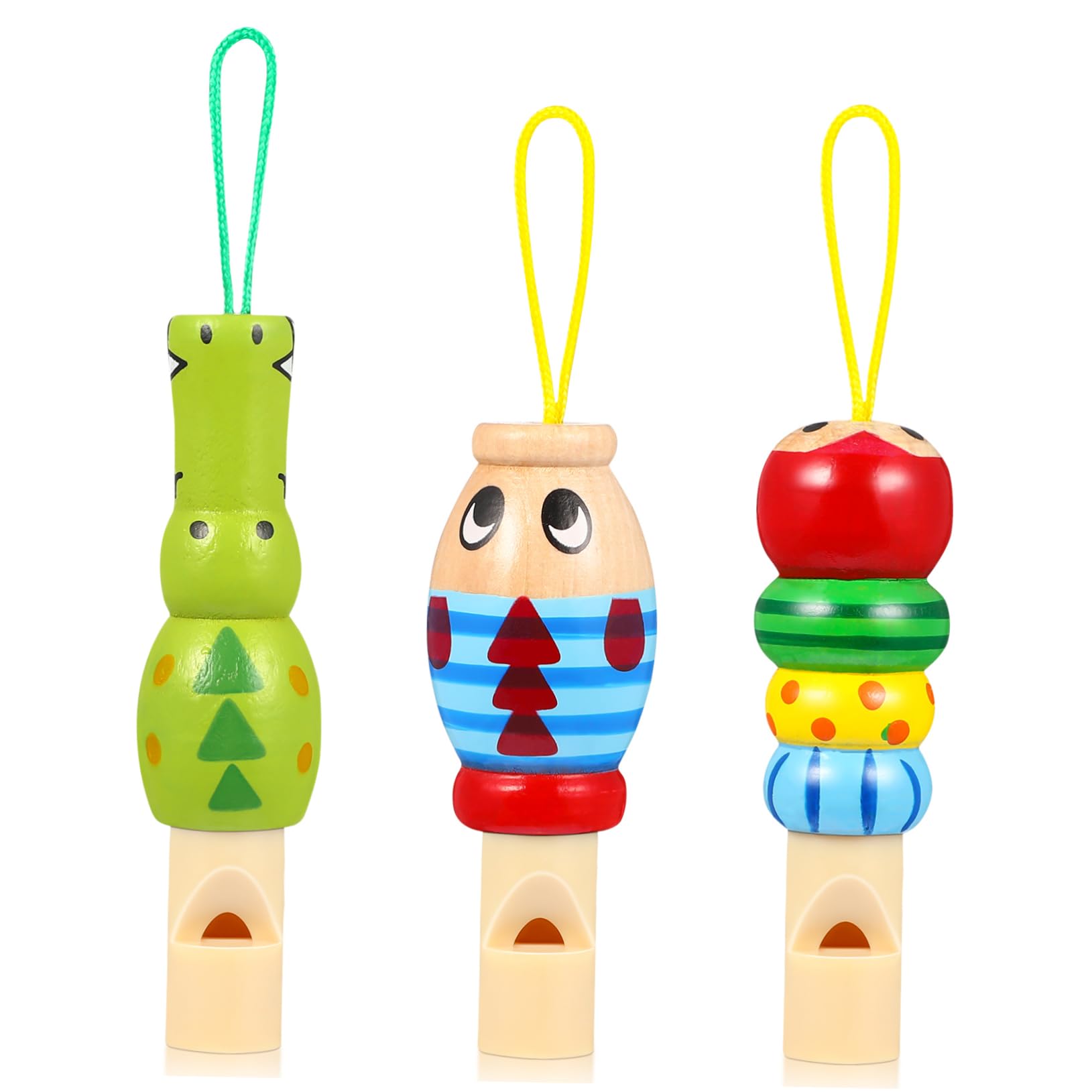 NUOBESTY Whistle Toys, 3pcs Animal Wood Whistles for Kids Wooden Children Music Instrument Educational Plaything for Party Favors, Interactive Toys (Random Style)