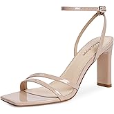Modatope Womens Sandals Square Open Toe Chunky High Heels Strappy Ankle Strap Sandals Comfort Dress Party Shoes