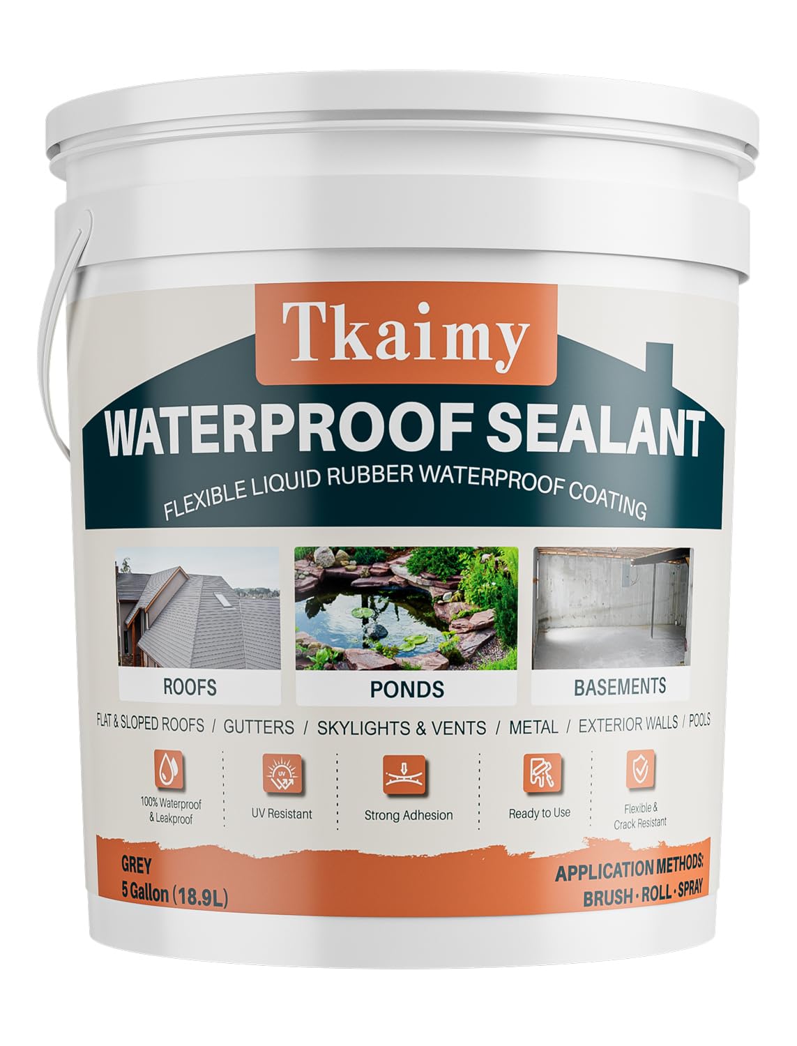 Photo 1 of ********************HALF FULL******************
Tkaimy Waterproof Sealant 5 Gallon Light Grey, Large Capacity Polyurethane Waterproof Coating for Huge Area Fix Leaks & Cracks,Roofs,Pools,Warehouses,Garages,Basements,Indoor & Outdoor Sealant Coating