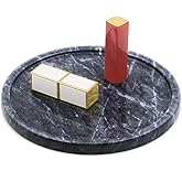 LUANT Grey Decorative Tray for Counter, Circular Marble Stone Organizer, Vanity, Dresser, Nightstand or Desk, Diameter Tray, 