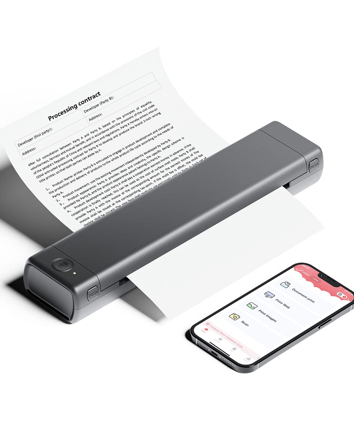 Stampante Termica Portatile A4 Wireless Bluetooth – 300DPI, Senza Inchiostro, Leggera 0.65kg, Batteria Lunga Durata, Compatibile Con IOS/Android/PC – Per Viaggi, Ufficio, Tatuatori