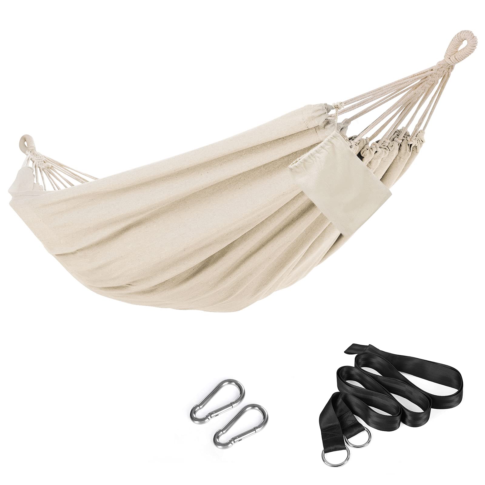 SONGMICS 210 x 150 cm Cotton Hammock Portable for Outdoor Camping Garden Sleeping Load 300 kg GDC15M