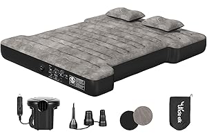 Uncle elk Truck Bed Mattress 5.5-5.8ft: Inflatable Air Mattress for Camping Short Truck Bed 2 Person, Air Pump 2 Pillows, Carry Bag, Khaki
