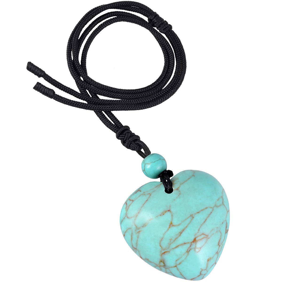 Nupuyai Green Howlite Turquoise Healing Crystal Heart Pendant Necklace for Women, Lucky Love Stone Pendant with Adjustable Cord, Reiki Yoga Meditation