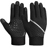 Winter Warm Running Kids Gloves - Cold Weather Thermal Bike Snow Ski Black Mittens Aged 4-12 Boys Girls