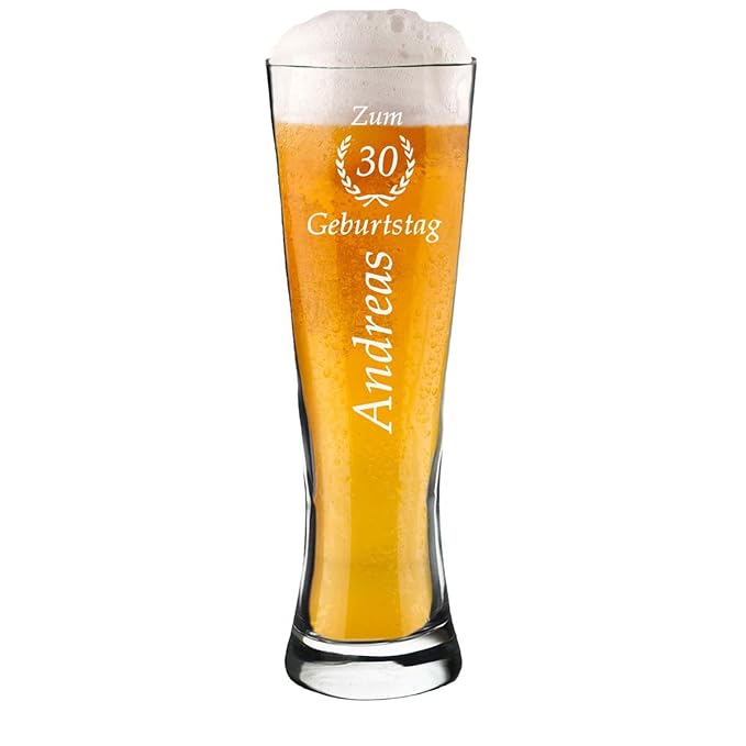 polar-effekt Modernes Weizenbierglas Personalisiert mit Gravur - Weizenglas - Geschenk-Idee zum Geburtstag - Motiv Jubiläum Ä