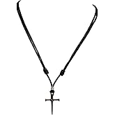 BlueRica Nail & Cross on Adjustable Cord Necklace