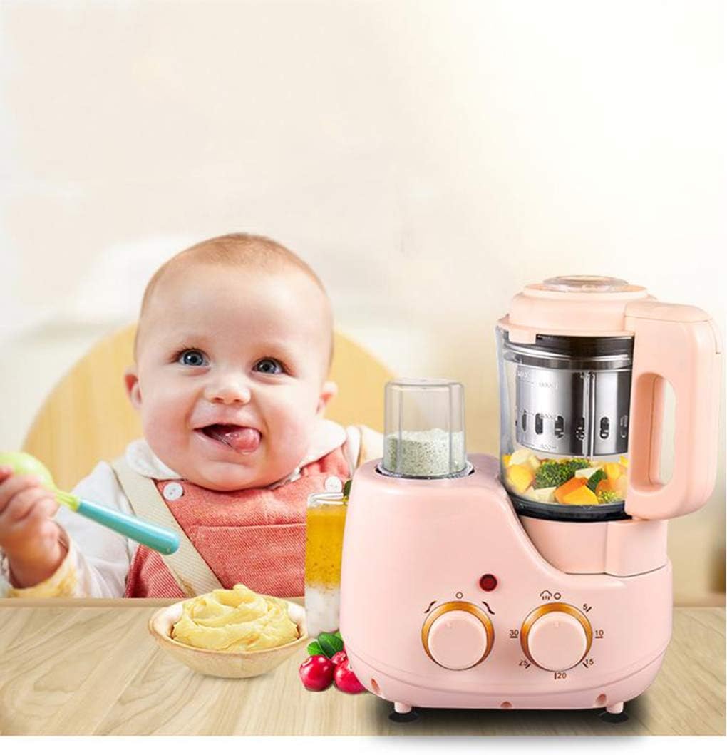 GAOLEI 1100ml Baby Food Mixer, 4 In 1 Health Steam Baby Meal Manufacturer 300w Mixing Bowl Steamer Safety Cutter Head Voltage 110-220v Baby Baby Food Blender 23 * 13 * 29cm Pink