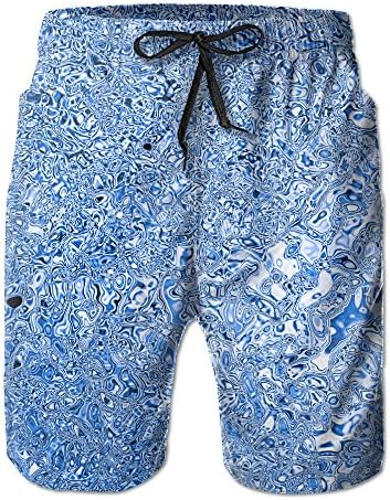 AW Men's Lightweight Quick Dry Beach Shorts Water Abstract Blue Swim Trunks