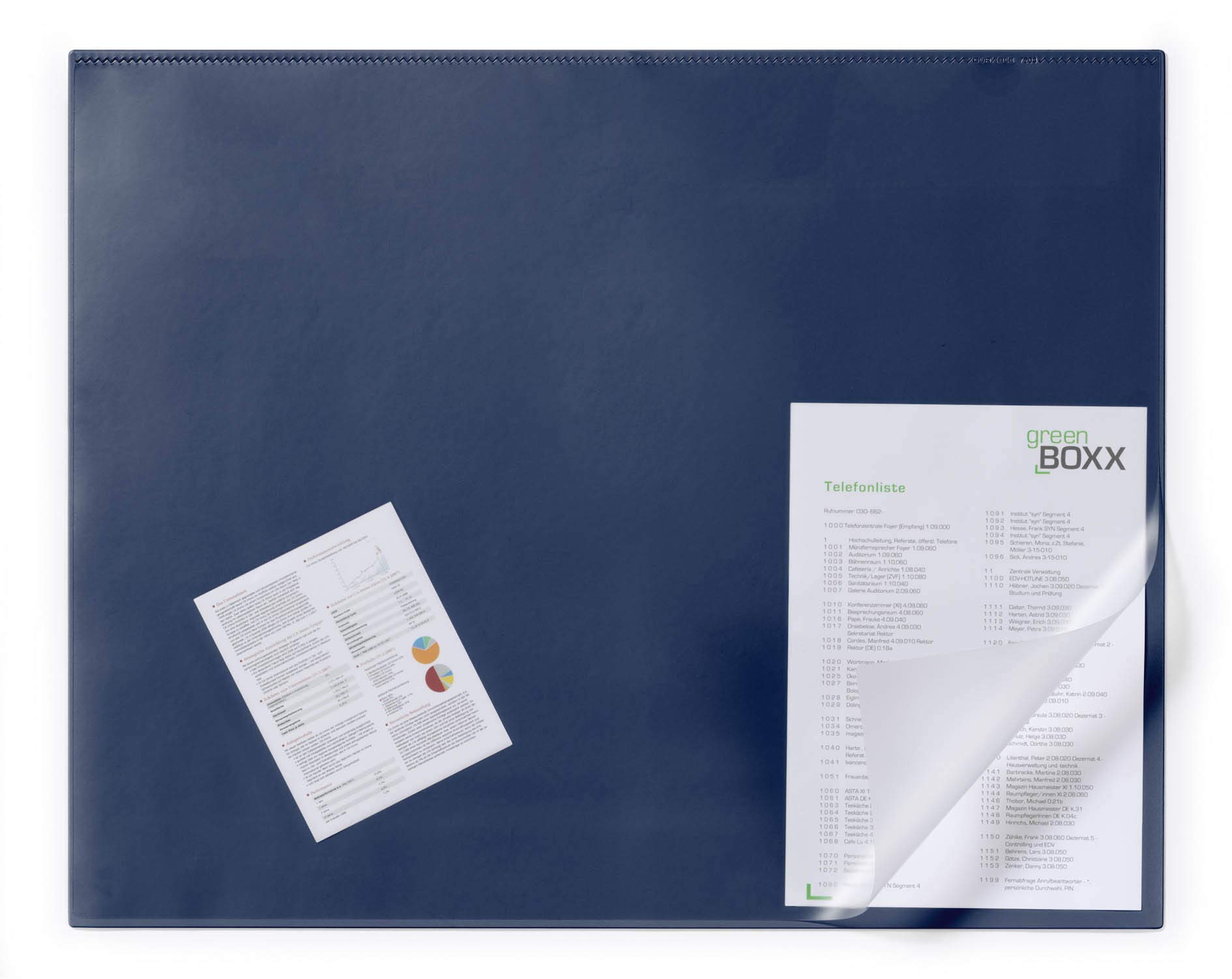 Durable Desk Mat with Transparent Overlay in Dark Blue - 65 x 52cm - Pack of 1 - Comfortable To Use - Ideal for Keeping Small Notes & Reminders Close to Hand