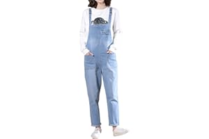 ANUFER Womens Plus Size Stretch Denim Dungarees Bib Overalls Long Jumpsuits Playsuits Jean Trousers Pants (XS-5XL)