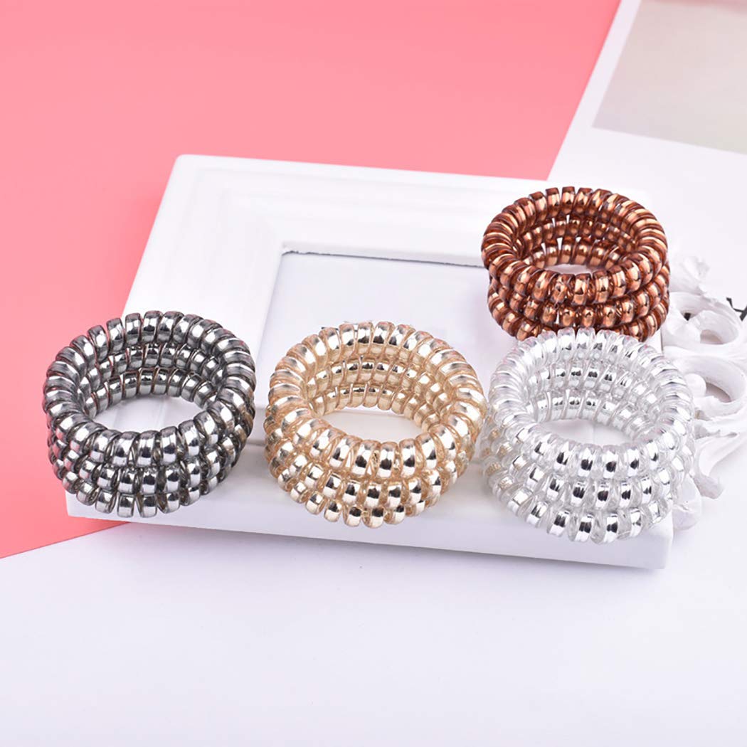 40PCS Spiral Hair Ties, Coil Hair Ties, Phone Cord Hair Ties, Hair Coils Ponytail Holder Hair Accessories for Women Girl