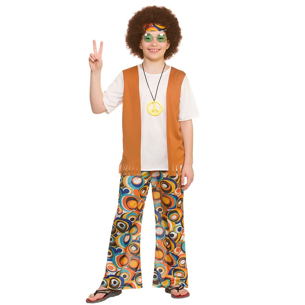 Wicked Costumes Boys Cool Hippie Fancy Dress Costume 1960s 1970s Retro Flower Power Outfit for Kids - Medium (5-7 Years)