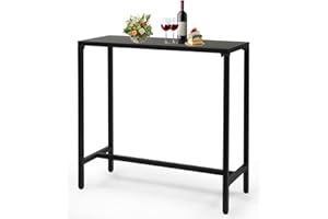 Outvita Outdoor Bar Table, 37" Height Patio Pub Table with Waterproof Frame and Adjustable Foot for Hot Tub, Patio, Backyard, Balcony, Hallway, Bistro Rectangle, Black