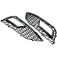 AMOPACORP 2X Black Mesh Honeycomb Front Lower Fog Light Grille Grill Cover Bezel RS4 Style Compatible with Audi A4 B8.5 Facelift 2013-2016
