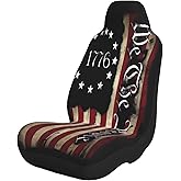 KOSUES Vintage America American Flag Car Seat Cover Front Seat Protector Covers with Rear Storage Pockets Automobile Interior Decor Accessories Fit for Most Vehicle Car Sedan SUVs Truck - 1 Pack