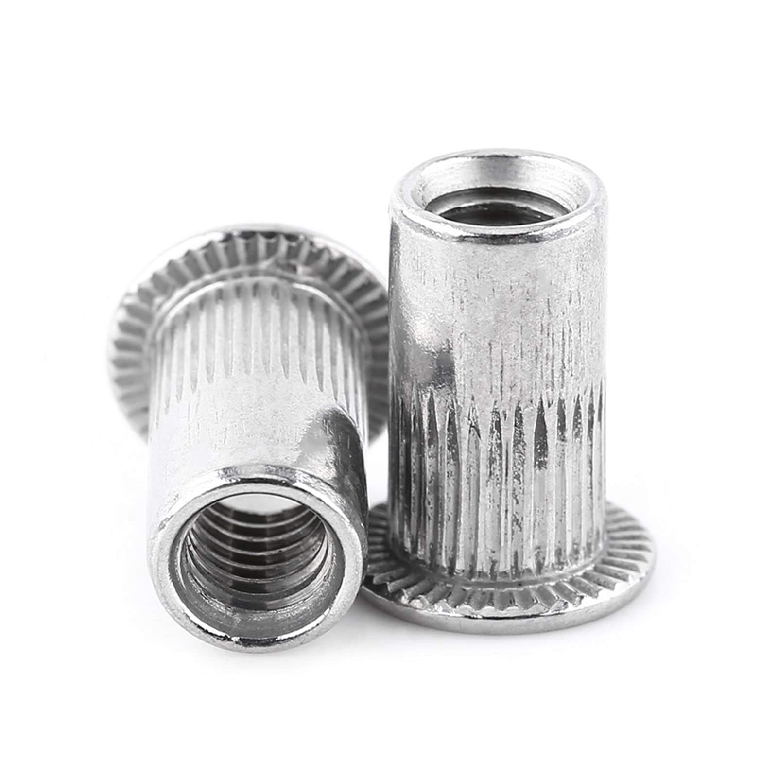 Blind Rivet Nuts, M3-M8 Flat Head Threaded Screw Made of 304 Stainless Steel(M6)