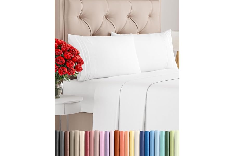 Queen Size 4 Piece Sheet Set - Comfy Breathable & Cooling Sheets - Hotel Luxury Bed Sheets for Women & Men - Deep Pockets, Ea