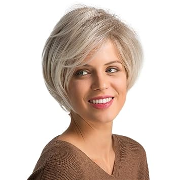 Amazon Com Gold Short Mixed Synthetic Women Wig Medium Length