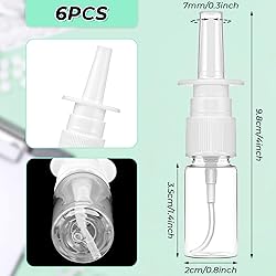 Piriuuo 6 Pcs Clear Nasal Spray Bottles, 10ml Empty