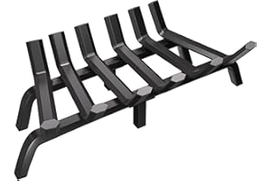 AMAGABELI GARDEN & HOME Fireplace Grate Log Holder 24 Inch Firewood Burning Rack Heavy Duty Wrought Iron Solid Steel for Chimney Hearth Fire Pit Outdoor Kindling Tools Wood Stove Accessories