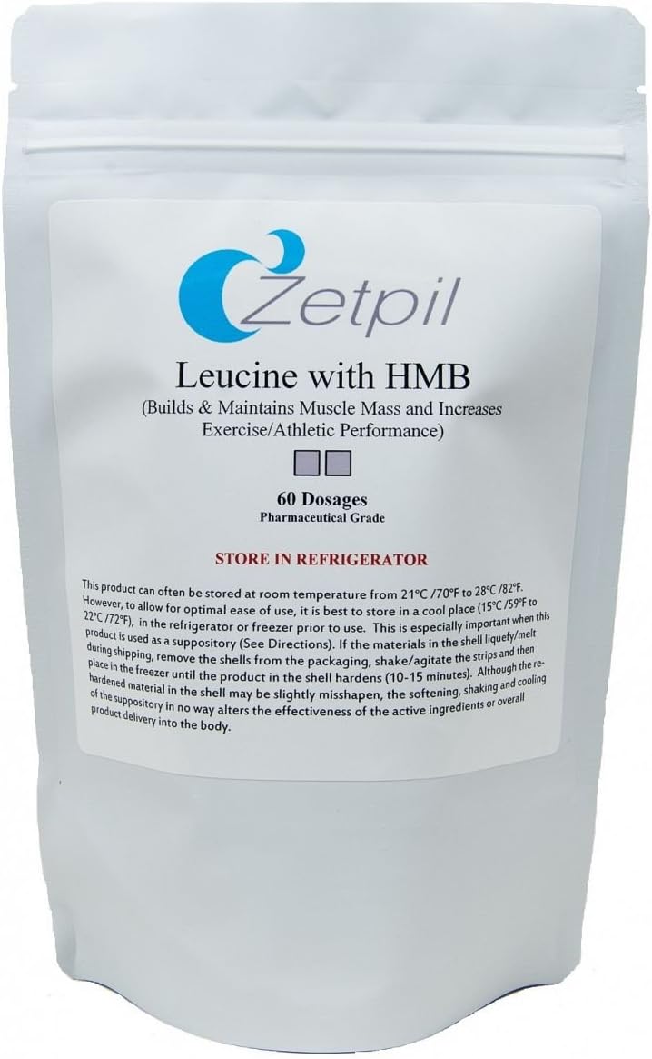 Leucine with Calcium HMB Suppositories by Zetpil, Includes Free Applicator, Supports Muscle, Maximum Absorption Formula, 60 Count