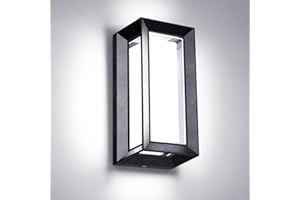 BIRITALO LED Porch & Patio Lights 18W 6000K Exterior Light Double-Layer Cover Black Wall Mounted Sconce Light 1800LM Wall Light IP65 Waterproof for Garage Hallway Backyard