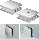 Ranbo Solid Brass Shower Glass Clamps, Hole-in-Glass Fixed Panel Hardware | heavy-duty 5mm thick, shower door clamp for 5/16"&ndash;1/2" (8&ndash;12 mm) frameless glass, wall or floor mounting, polished, 2 pack