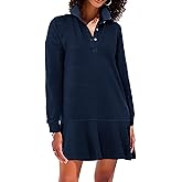 YEXPINE Women's Polo Dress Long Sleeve Collared V-Neck Ruffle Hem Mini Dresses for 2026 Spring