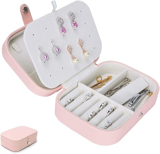 Produktbild von Tragbare Zubehörbox Für Ohrringe, Ohrringe, Halsketten, Ringe, Aufbewahrung Von Schmuckkästchen, Reise-Schmuck-Aufbewahrungstasche, Organizer, Display-Box