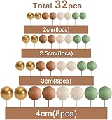ASTARON 32 Pcs Ball Cake Topper Decorations Mini Foam Balloons Green Brown Gold view 2