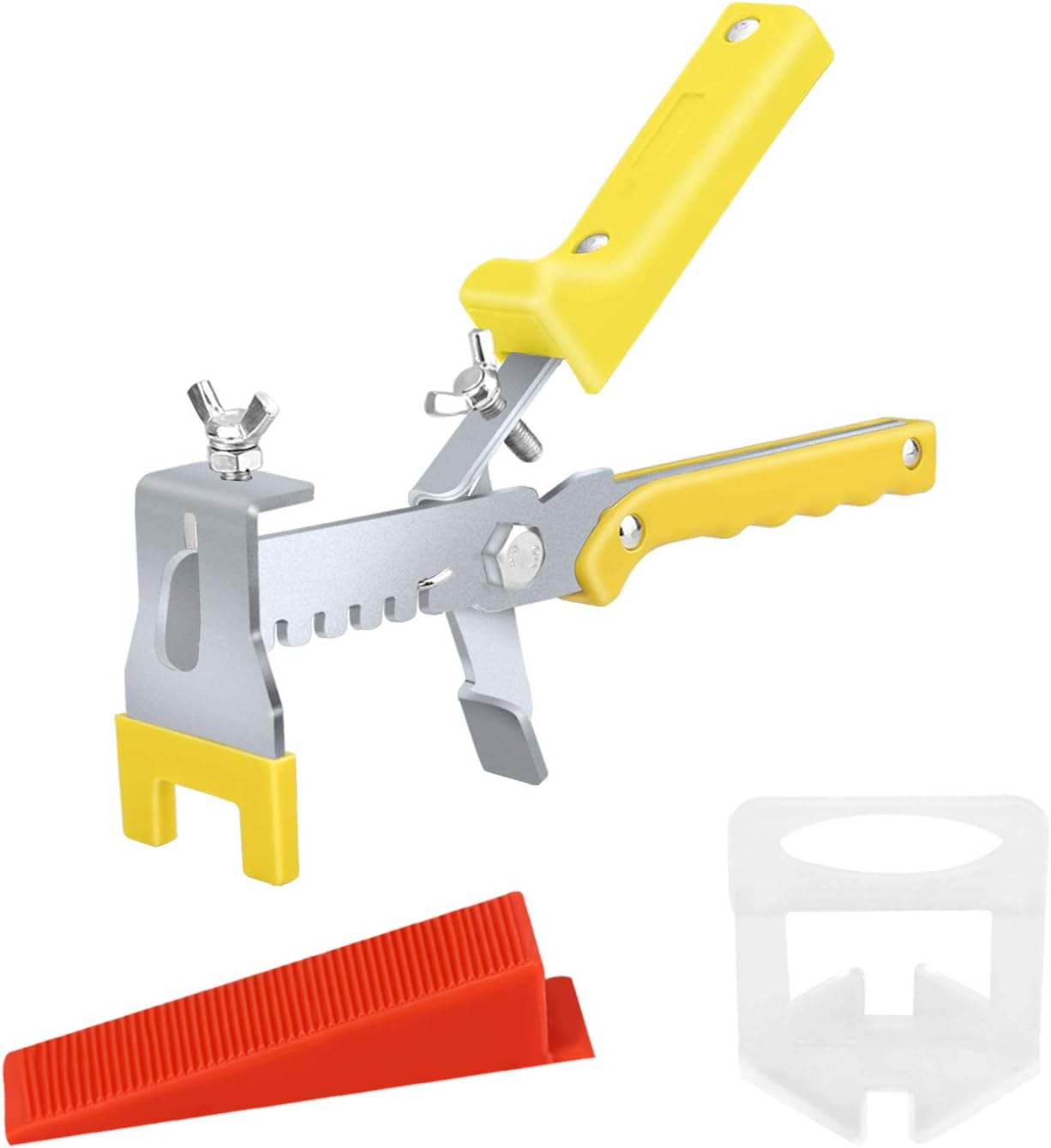 Premium Tile Leveling System with Push Pliers, 300PCS 1/16 Inch Leveler Spacers Clips & Reusable 100PCS Wedges, DIY Tile Tools Set for Floor & Wall Construction by Tanek - - 