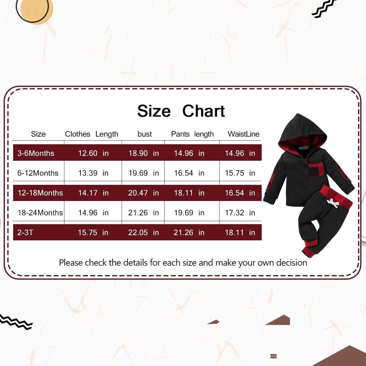 Baby Boy Clothes Fall Outfits Plaid Pocket Hoodie Sweatshirt + Pants Winter Clothes Set: Clothing