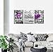 HUADAOART Wall Art for Living Room Purple Birds and Flowers Landscape Purple Art Canvas Prints Art Work Framed Perfect 3 Panels Wall Decorations Bedroom Office Each Panel Size:12x16inches 3pcs/Set