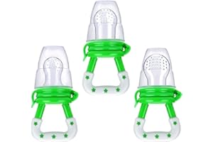 MLUCHEE Baby Fresh Food Feeder 3Pcs Fruit Silicone Pacifier Teething Toy Reusable Aching Gums Pacifier Green