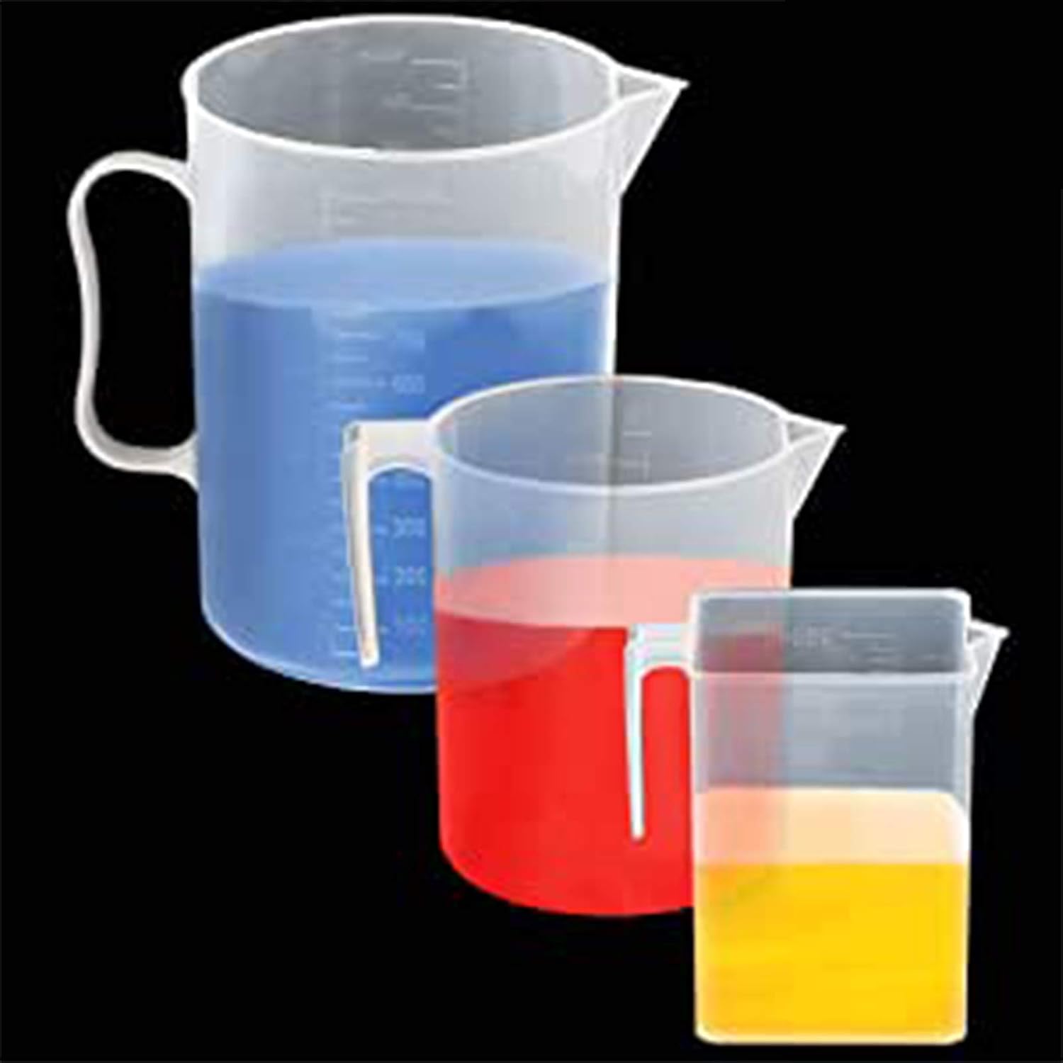 Surflyee Plastic Measuring Jugs Set, 3-Piece, Transparent, 250ml, 500ml, 1000ml, Heat-Resistant, BPA-Free, Kitchen Measuring Jugs