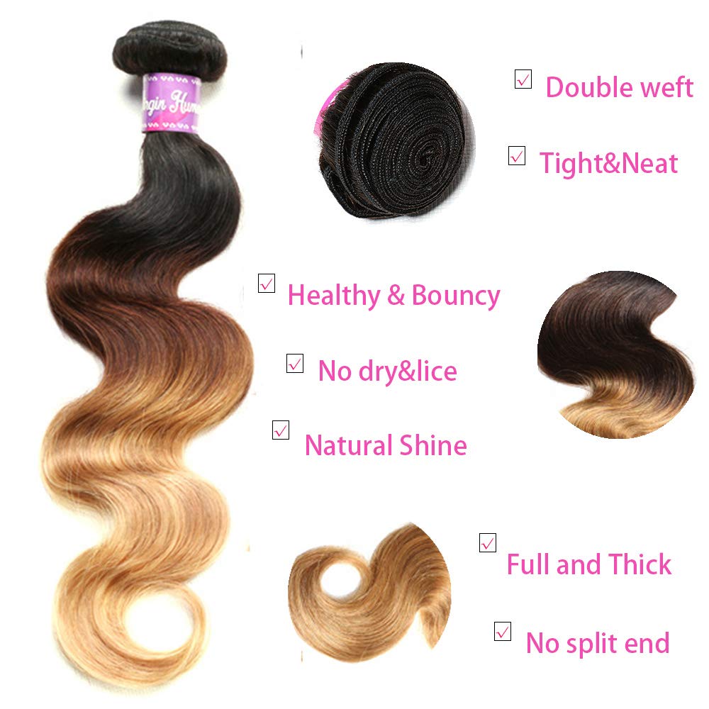 Amazon Com Rainy Hair Extensions Tangle Free Body Wave 3 Tone