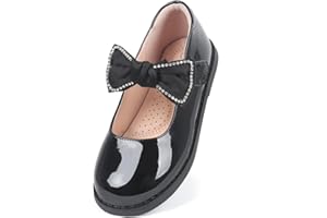 ADAMUMU Toddler Dress Shoes Flower Girl Shoes for Weeding Cute Toddler Mary Jane Shoes Lace Flore Ballet Flat for Walking, Jumping