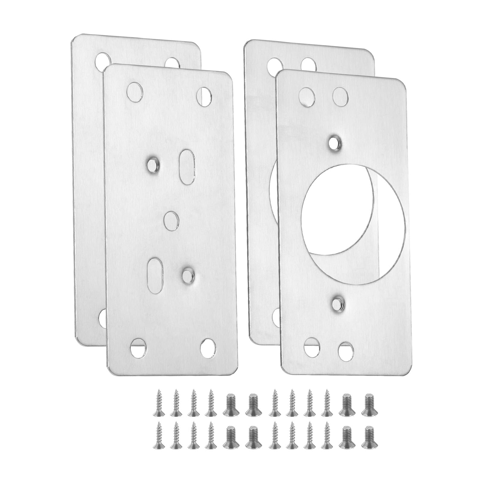 PATIKIL Hinges Repair Plate, 2set Stainless Steel Cabinet Door Hinge Repair Kit Plate with Mounting Screws for Wooden Cupboard Kitchen Door Furniture,Silver Tone