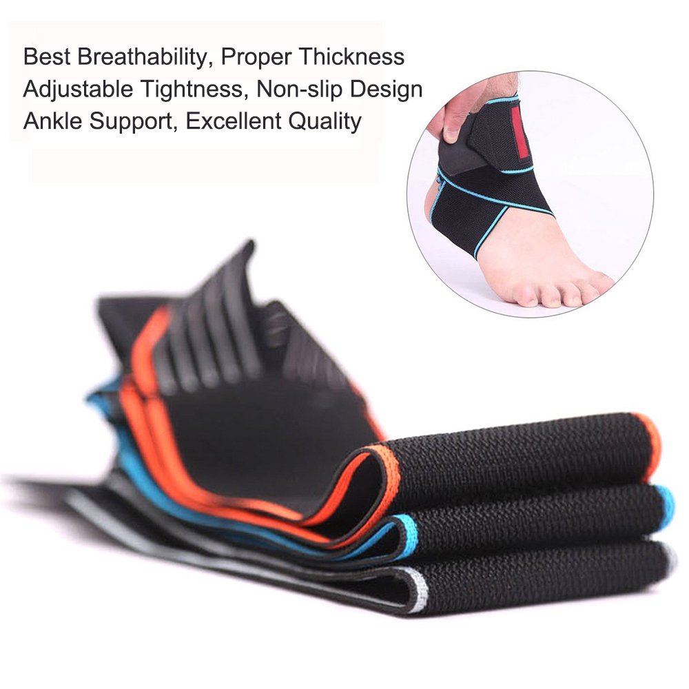 Breathable Ankle Support, eNilecor Adjustable Ankle Brace Elastic Foot Straps Support for Running, Football, Achilles Tendon Pain Support, Arthritic Pain Relief, Protection Against Reinjury (Blue)