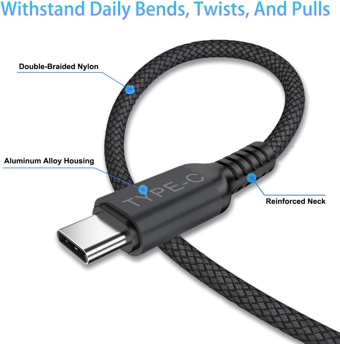 BASESAILOR USB C to Type C 60W Cable 4.5M/2Pack,Power Delivery Fast Charging PD Charger Cord for MacBook,iPad Pro 10 Air 4 5 4th 5th Gen,Samsung Galaxy Z Flip Fold,Note 10 S21 S22 S23 S24 S25 S26 A90 - Image 3