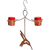Monarch Abode Hanging Hummingbird Feeders for Outdoors – Pure Copper Handcrafted Double Hanging Hummingbird Feeder with Metal Ornament, Decorative Humming Bird Feeders for Outdoors Garden Patio Deck